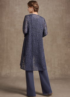 Buksedresser Scoop Gulvlengde Chiffon Blonder Kjole til brudens mor med paljetter 