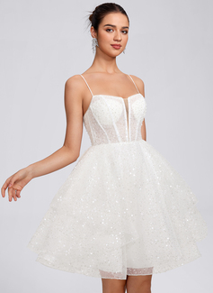 A-line Square Short Sequin Homecoming Dress With Beading Sequins 
