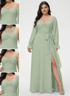 A-line Off the Shoulder Ruffle Chiffon Dress