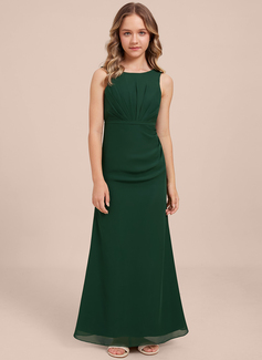 Slire Scoop Gulvlengde Chiffon Brudepikekjole ungdom 