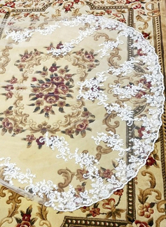 Lace Edge Single Tier Tulle Bridal Cathedral Length Wedding Veils 