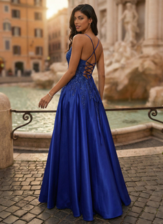 Spaghetti pailletter Satin Kjole