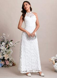 Embroidered Sequins Halter Sleeveless A-line Lace Maxi Dress 