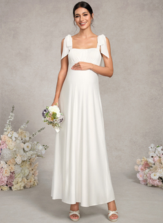 A-line Square Ankle-Length Jersey Chiffon Maternity Dresses With Bow 