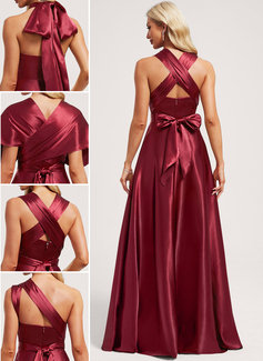 A-line One Shoulder Stretch Satin Dress