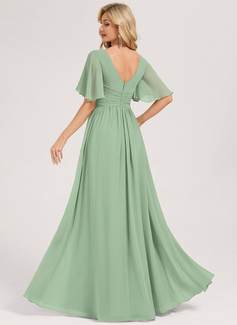 A-line Ruched Chiffon Dress