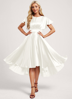 A-line Ruffle Stretch Satin Dress