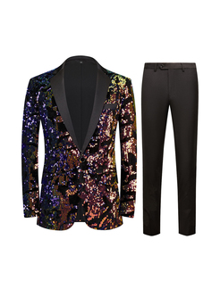 Sequin 2 Piece Single Breasted Men's Prom Tuxedo Suit 