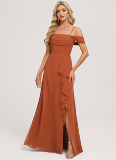 A-line Off the Shoulder Ruched Chiffon Dress