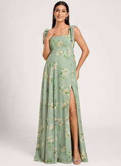 A-line Square Floor-Length Chiffon Maternity Dresses With Bow 