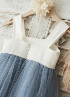 A-line kjole Knelengde Blonder/Tyll Kjoler til Barn 