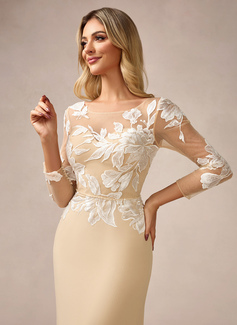 Sheath/Column Scoop Illusion Sweep Train Chiffon Evening Dress With Sequins 