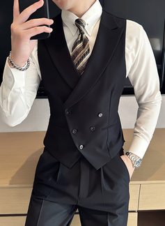 Solid Color 2 Piece Double Breasted Tailored Fit Men's Wedding Suit 