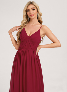A-line Ruched Chiffon Dress