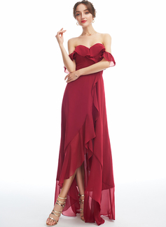Off the Shoulder Strapless Chiffon Maxi Dress