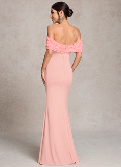 Sheath/Column Off the Shoulder Floor-Length Jersey Maternity Dresses With 3D Floral 