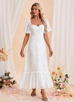 A-line Sweetheart Ankle-Length Chiffon Wedding Dress 