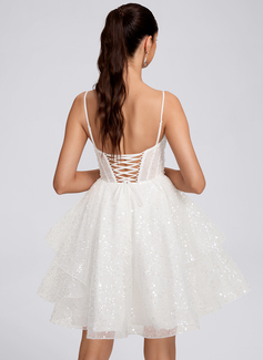 A-line Square Short Sequin Homecoming Dress With Beading Sequins 