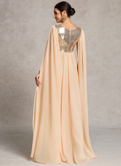 A-line Square Floor-Length Sequin Chiffon Maternity Dresses 