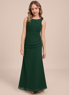 Slire Scoop Gulvlengde Chiffon Brudepikekjole ungdom 