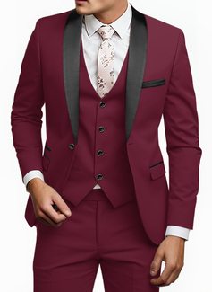 Solid Color 3 Piece Single Breasted Men's Prom Tuxedo Suit 