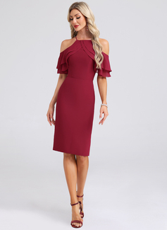Jurk medium van de chiffon met koude schouder