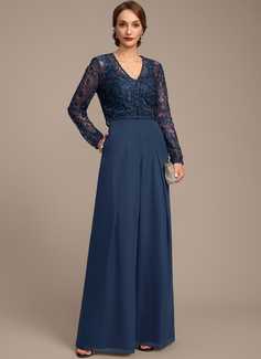 Jumpsuits Square Floor-Length Chiffon Mother of the Bride Dress 