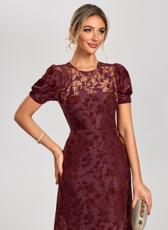 A-line Scoop Ankle-Length Velvet Cocktail Dress 