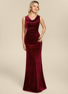 Robe sirène à col bénitier avec plis en velours