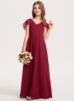 Kjole A-line kjole i Chiffon med Brusende Volanger