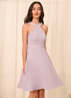 Ståkrage A-line kjole Chiffon Mini Kjole 