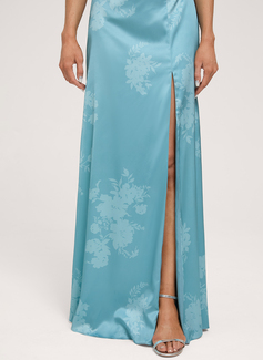 A-line Off the Shoulder Ruched Matte Satin Dress