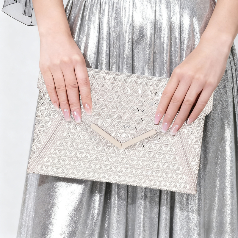 Rhinestone Wedding Party Cocktail PU Clutch Bags in Silver 