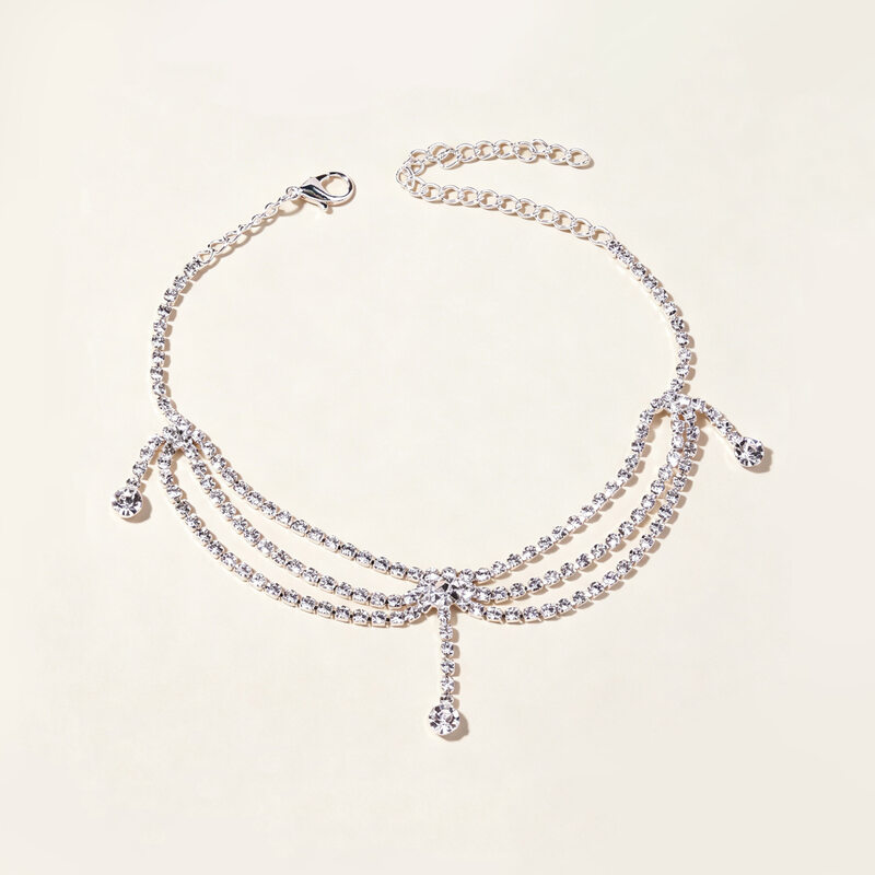 Pave Rhinestone Party Layered Anklets