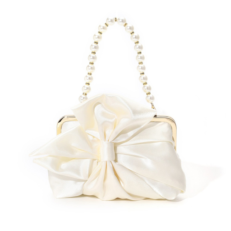 Bowknot Party Satin Evening Bags in Ivory 