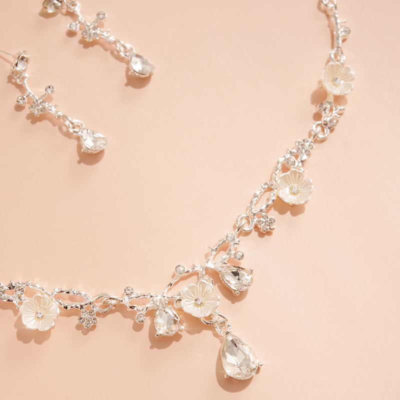 Klassisk stil Rhinestone Bryllup Halskjede Øreringer Smykker Sett (Sett med 2) 