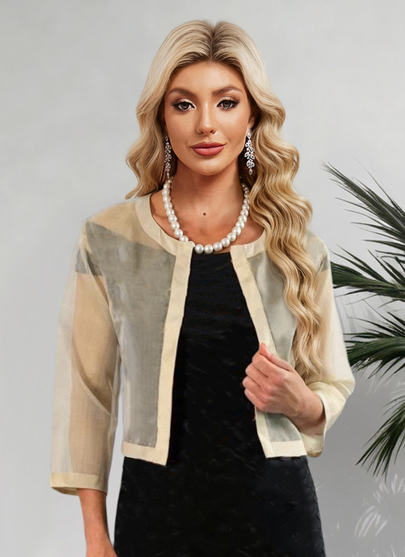 Organza Satin 3/4 Sleeve Evening Mother's Jacket Wrap 