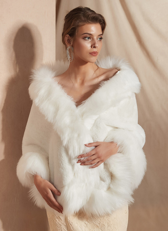 Faux Fur Wedding Bridal Shawl 