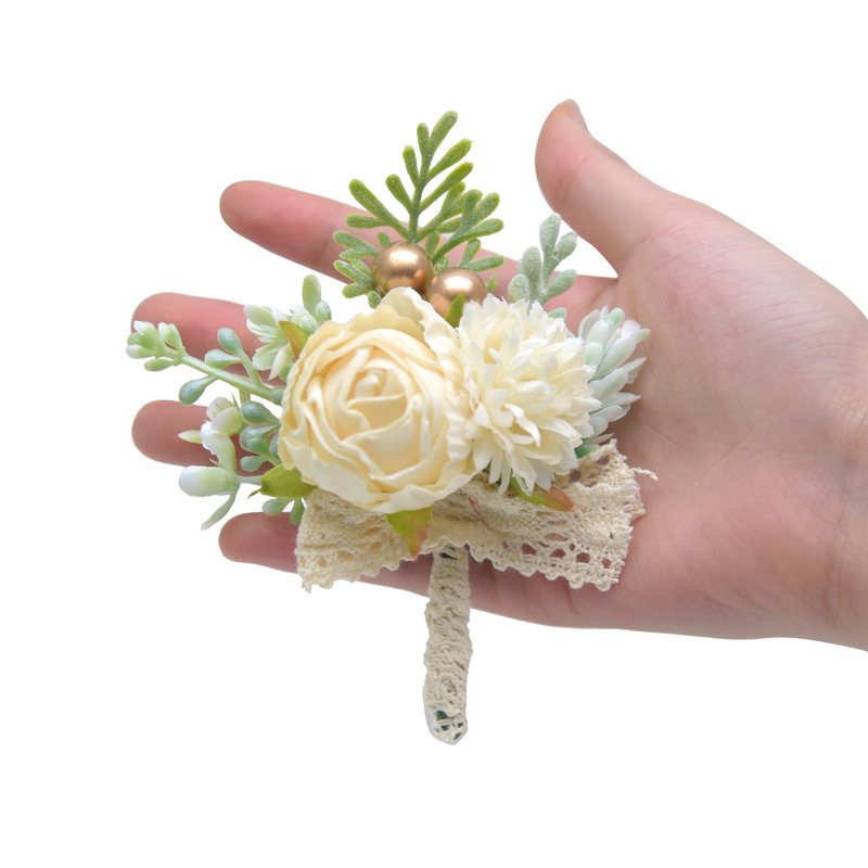 1 PC Artificial Wedding Flowers Silk Cloth Roses Boutonniere 