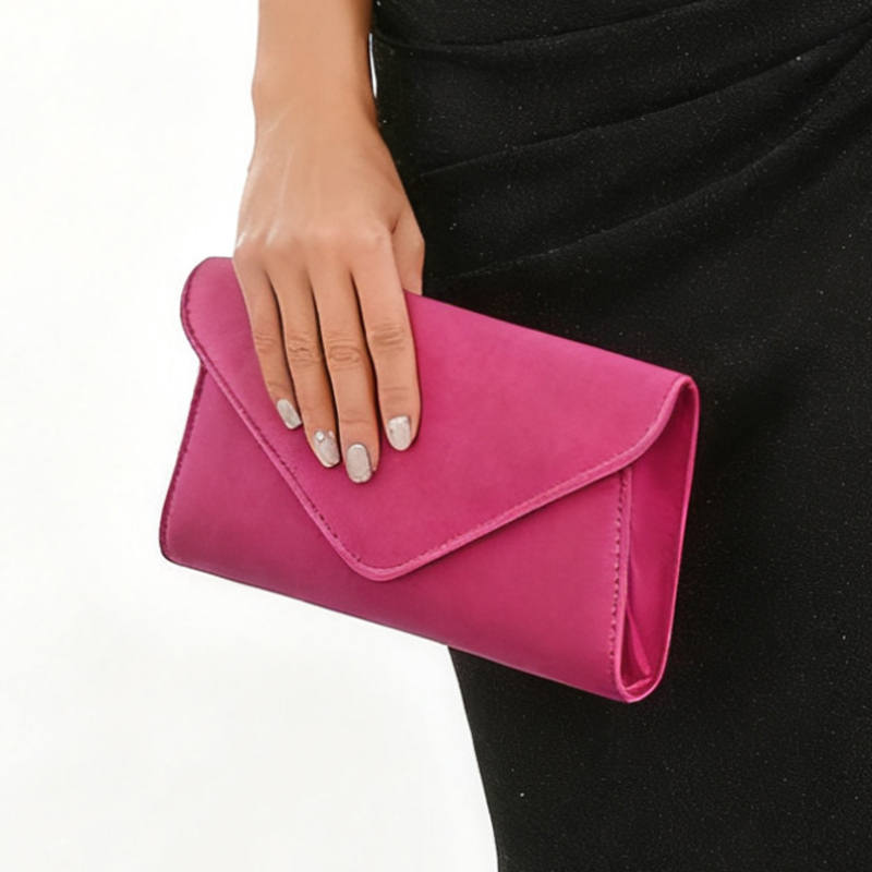 Elegant Party Formal Evening Satin Clutch Bags in Fuchsia 