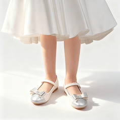 Mädchen Blumenmädchen Schuhe Freizeit Party Schleife Kunstleder Runde Schuhspitze Flach Schuhe 