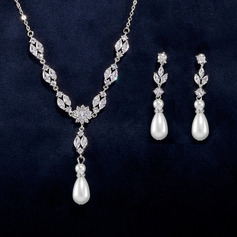 Elegant Zirkonia Perle Hochzeit Halskette Ohrringe Schmucksets (Set von 2) (011290709)