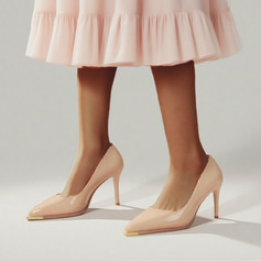 Escarpins chaussures de demoiselle d'honneur femmes tous les jours fête prom soirée simple faux cuir talon haut bout pointu glisser sur chaussures 