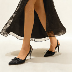 Kvinnor Sandaler Kväll Elegant Mesh Slingbacks Hög klack Spetsig tå Pilbåge Släpp på skor