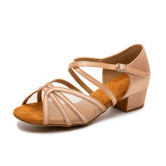 Chaussures latines femmes talon carré satiné intérieur chaussures de danse 