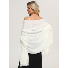 Pehmeä morsiamen morsiusneito faux cashmere häät hartiahuivit jossa tupsu (013290262)