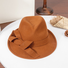 Flip Brim Winter Twist Bow Wool Wedding Fedora Hats 