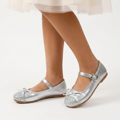 Bambina scarpe flower girl all'aperto fiocco similpelle punta tonda tacco piatto scarpe