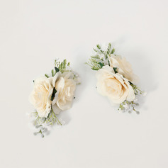 2 stuks kunstmatig bruiloftsbloemen zijde rozen boutonniere 