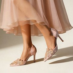 Mulher bombas festa elegante renda salto alto biqueira pontiaguda strass sem fecho sapatos